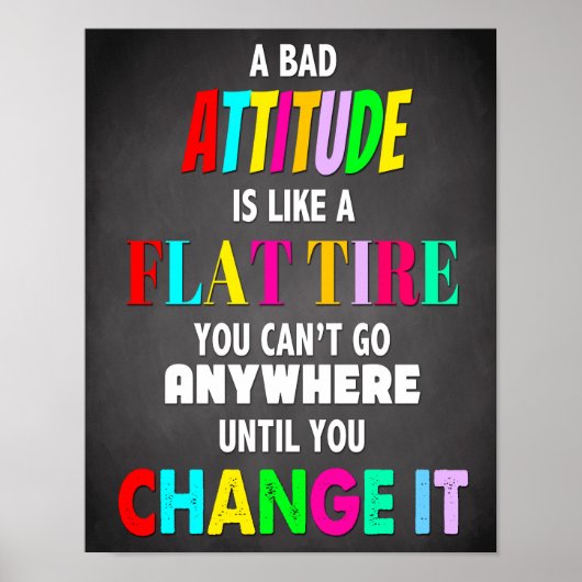 Classroom Decor, Change Attitude, Inspirerend Poster (Voorkant)