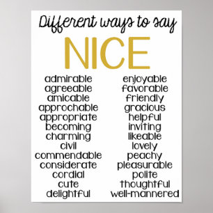 Classroom Decor, Classroom Quote, Maniers om Nice  Poster