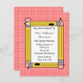Classroom Open House: Gele Pencils, Red Gingham Kaart (Voorkant / Achterkant)