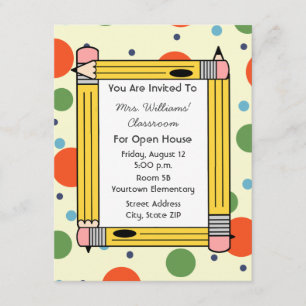 Classroom Open House - Gele Pencils & Stippen Kaart