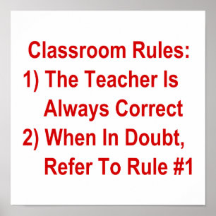 Classroom-regels (alle rode tekst) poster