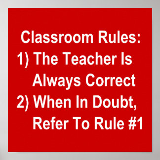 Classroom-regels (alle witte tekst op rood) poster
