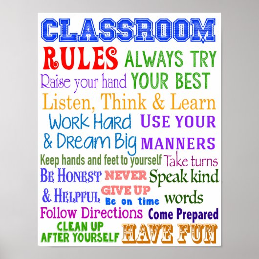 Classroom-regels, lesgeven, educatieve cadeaus poster (Voorkant)