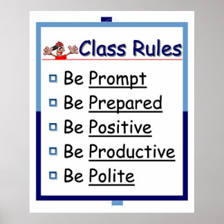 Classroom Rules: 5 P's Poster