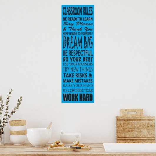 Classroom Rules Poster (blauw), 12 x 36 inch (Keuken)