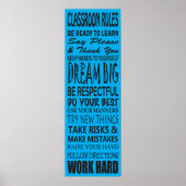 Classroom Rules Poster (blauw), 12 x 36 inch (Voorkant)