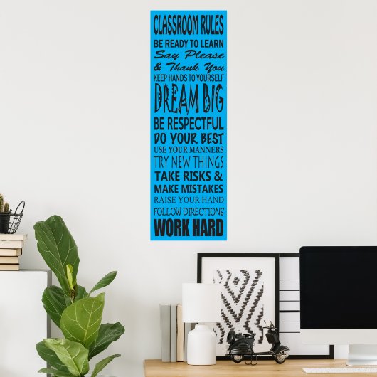 Classroom Rules Poster (Blue), 12" x 36" (Bureau à domicile)