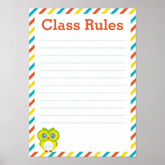 Classroom Rules Poster - Owl Thema (Voorkant)
