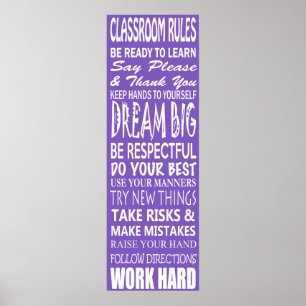 Classroom Rules Poster (Paars), 12 x 36 inch