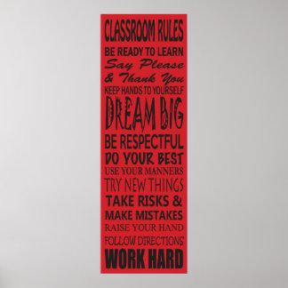 Classroom Rules Poster (rood), 12 x 36 inch
