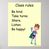 Classroom Rules-Poster / -teken Poster (Voorkant)