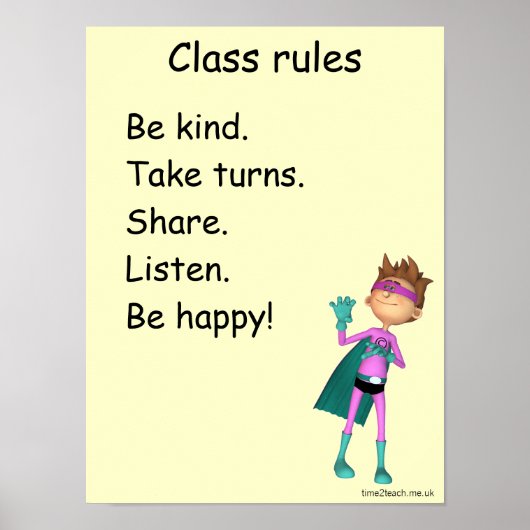 Classroom Rules-Poster / -teken Poster (Voorkant)