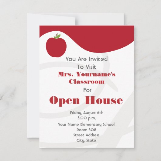 Classroom/School Open House — Red Apple Kaart (Voorkant)