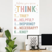 Classroom Teacher School Decor Denk Kind Teken Poster (Thuiskantoor)