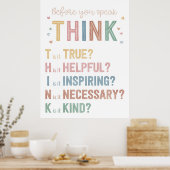 Classroom Teacher School Decor Denk Kind Teken Poster (Keuken)