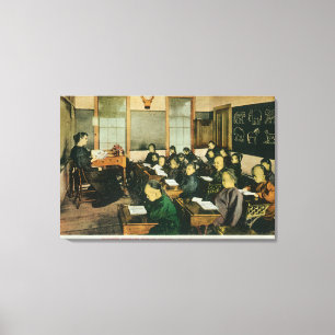 Classroom-Uitzicht van een Chinees primair publiek Canvas Afdruk
