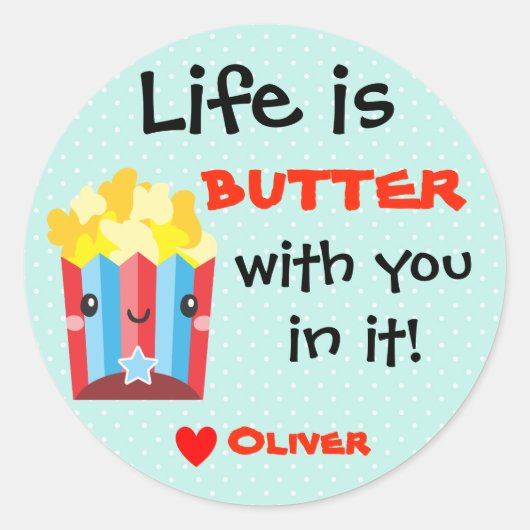 Classroom Valentijn Popcorn Food Pun Gift Label (Voorkant)