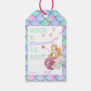 Classroom Valentijns gepersonaliseerde zeemeermin Cadeaulabel