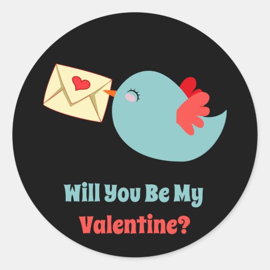 Classroom Valentijnsdag Little Birdie Ronde Sticker (Voorkant)
