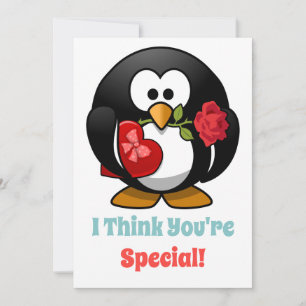 Classroom Valentijnsdag Penguin Heart Feestdagenkaart