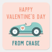 Classroom Valentijnsdag Race Car Vierkante Sticker (Voorkant)