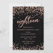 Classy 18th Birthday Invitation Rose Gold Confetti (Devant)