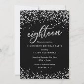 Classy 18th Birthday Invitation, Sparkly Confetti Kaart (Voorkant)