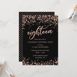 Classy 18th Birthday Roos Gold Confetti Kaart