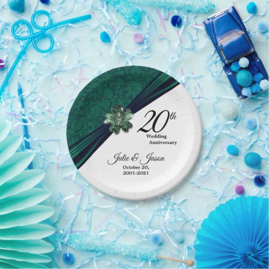 Classy 20th Emerald Wedding Jubileum Design Papieren Bordje (Feest)