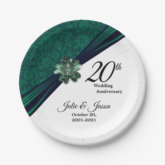 Classy 20th Emerald Wedding Jubileum Design Papieren Bordje (Voorkant)