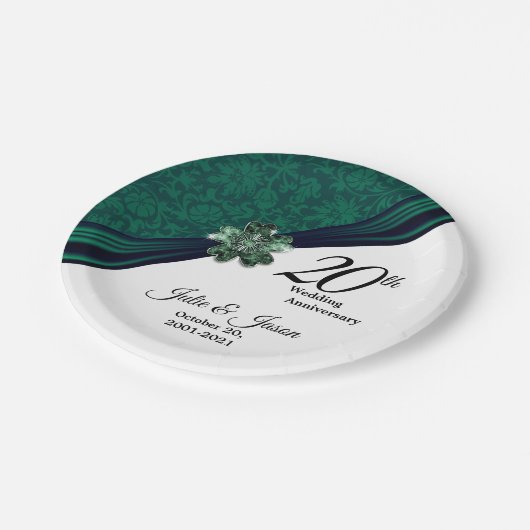 Classy 20th Emerald Wedding Jubileum Design Papieren Bordje (Gekanteld)
