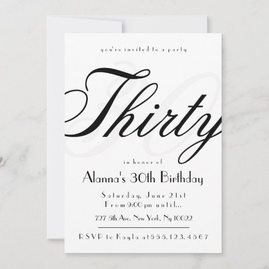 Classy 30e anniversaire Invitations (Devant)