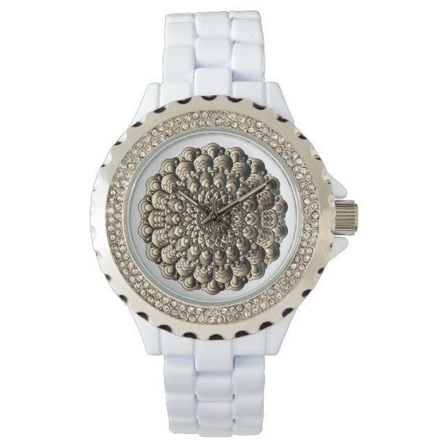 Classy 3D Style Mandala Floral Pattern Horloge (Voorkant)