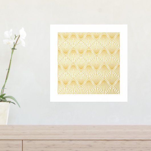 Classy Abstract Art Deco Square Fan Pattern Gold Folie Afdrukken (Insitu (Entree Tafel))