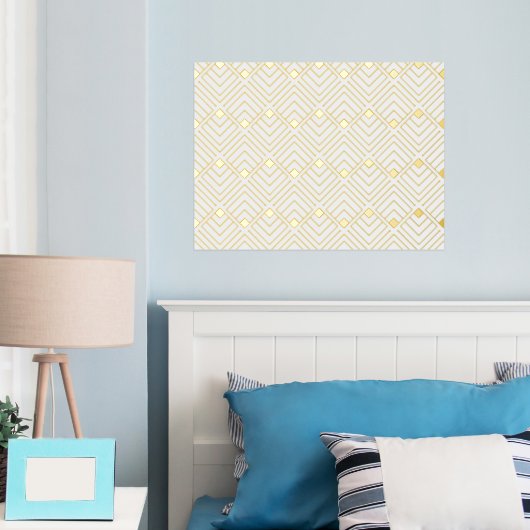 Classy Abstract Art Deco Squares Pattern Gold Folie Afdrukken (Insitu (Slaapkamer))