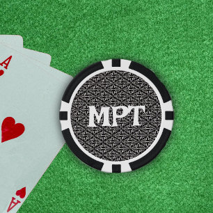 Classy Abstract Patroon van zwart wit damast Poker Chips
