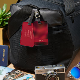 Classy Abstract Rood en Zwart Monogram Bagagelabel