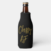 Classy AF Zwart en Goud Folie Fles Koeler (Fles Voorkant)