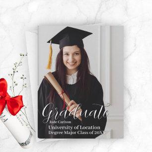 Classy Afstuderen aankondigingsfotosjabloon Feestdagenkaart