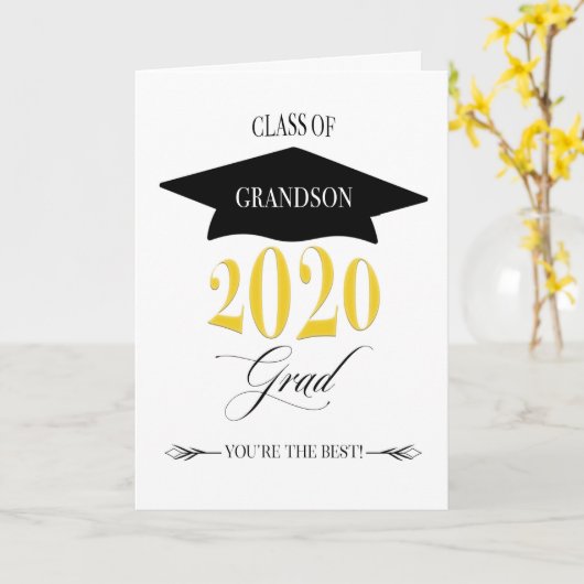 Classy Afstuderen Class of 2020 voor kleinzoon Kaart (Gele Bloem)
