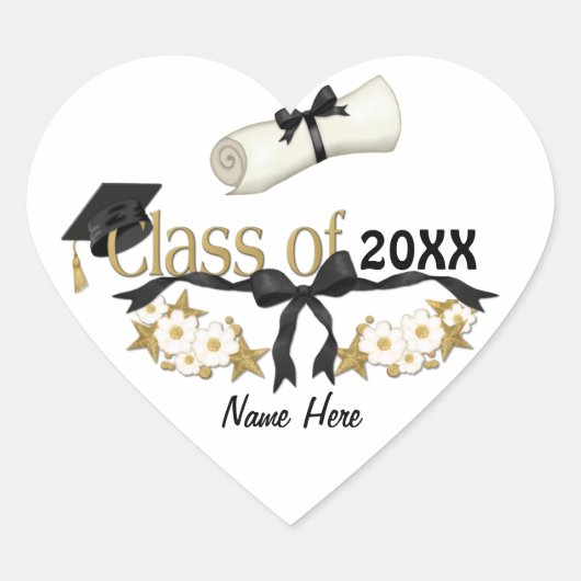 Classy Afstuderen Floral Hart Sticker (Voorkant)