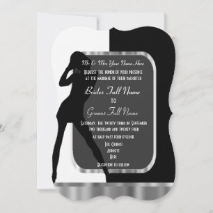 Classy alternatief zwart-wit bruiloft kaart