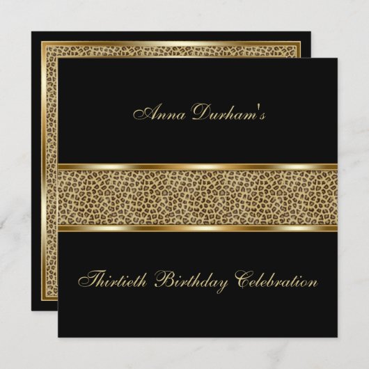 Classy Animal Print Invite [Leopard - zwart] Kaart (Voorkant / Achterkant)
