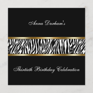 Classy Animal Print Invite [Zebra - zwart/goud] Kaart