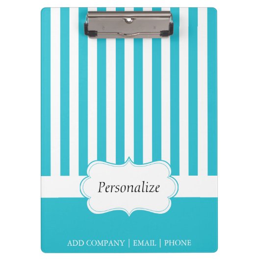 Classy Aqua Blue Stripes | DIY-tekst Klembord (Voorkant)