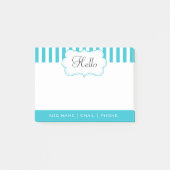 Classy Aqua Blue Stripes personaliseren Post-it® Notes (Voorkant)