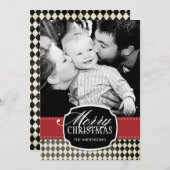 Classy Argyle-kerstfotokaarten Feestdagenkaart (Voorkant / Achterkant)