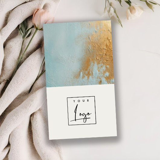 Classy Artistic Blue Gold Oil Paint Texture Logo Visitekaartje
