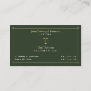 Classy Attorney at Law   Lawyer Green Gold Visitekaartje
