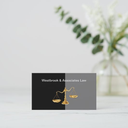 Classy Attorney Gold Tone Scale of Justice Visitekaartje (Staand voorkant)